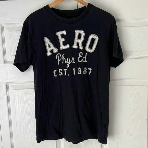 Aeropostale Women Tee Shirt Short Sleeve Phys Ed Dept Medium Vintage Y2K Navy - Picture 1 of 8